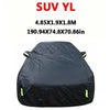Black universal all-weather car cover for SUVYL vehicle