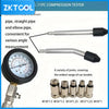 A ZKTCOOL 11PC compression tester kit showing a gauge and various car engine joints.