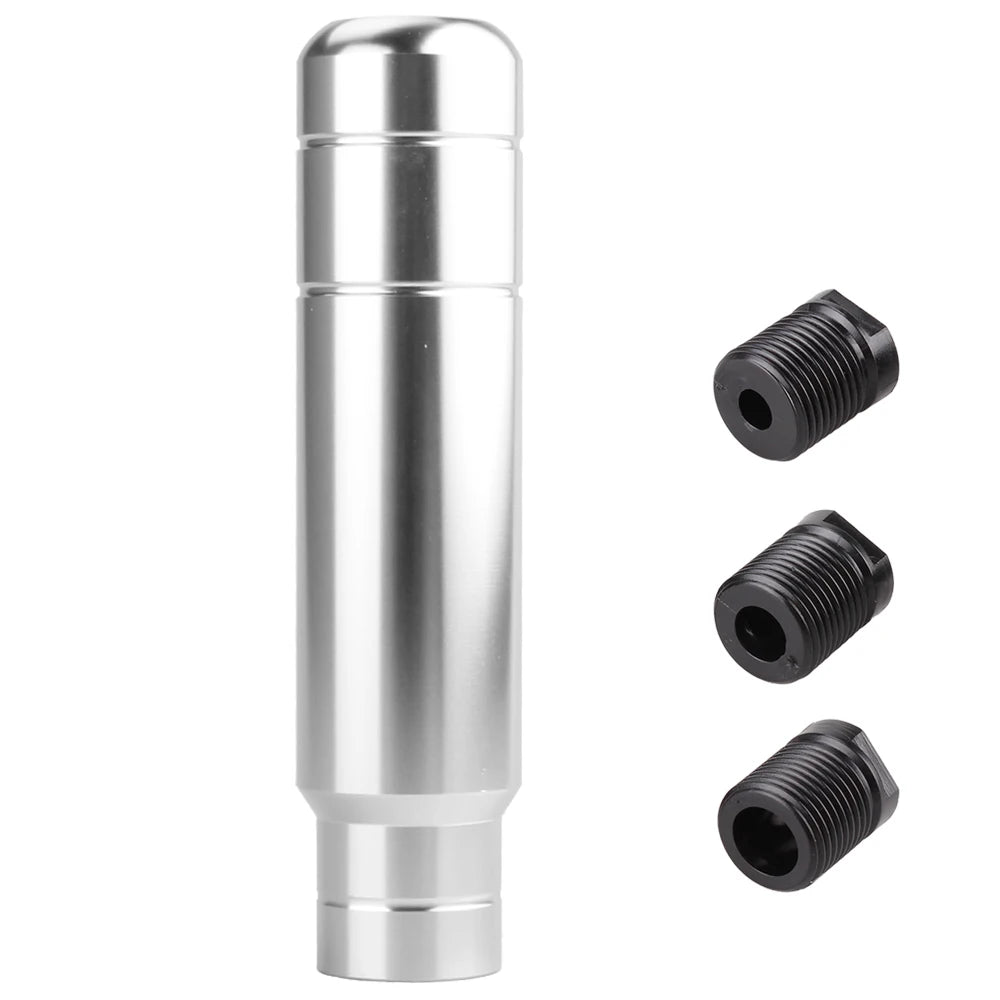 Silver aluminum gear shift knob with universal fit