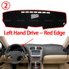Anti-slip dashboard cover with a red edge installed in a Lexus IS series car interior.