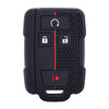 Black silicone car key cover featuring a rotating arrow and two lock icons on the surface