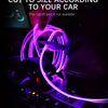 Purple flexible USB LED light strip installed in a car interior, highlighting the dashboard.