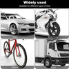 A set of universal tire repair kits shown alongside various vehicles including a car, motorcycle, bicycle, and truck.
