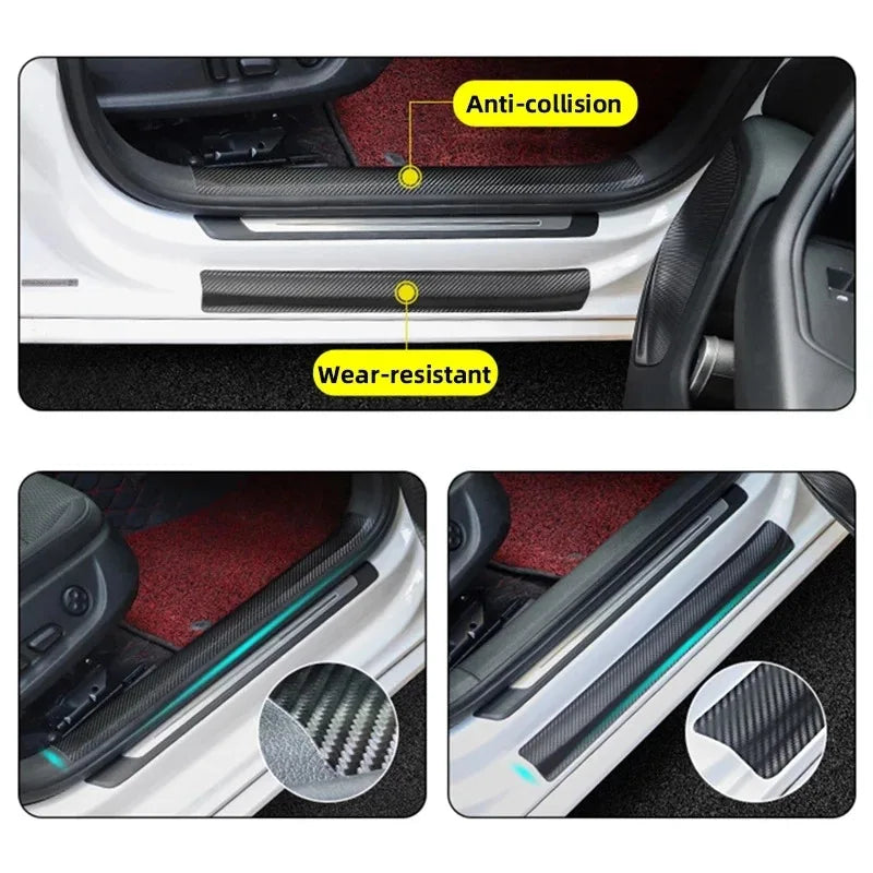 Gros plan du film de protection en fibre de carbone nano appliqué sur la garniture intérieure d'une voiture, mettant en évide