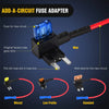 Add-A-Circuit fuse adapter shown with different wire leads for new circuits: Micro2, Low Profile, and Standard.
