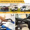 Various vehicles and golf carts demonstrating universal fit and flexibility for anti-theft steering wheel locks.