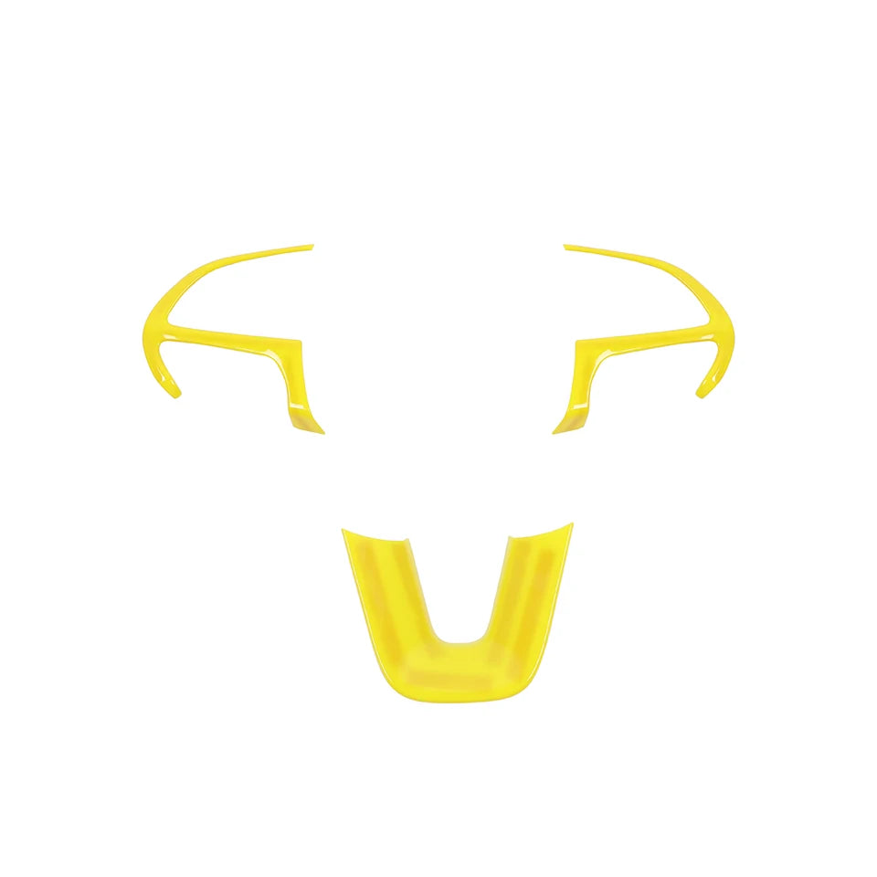Yellow universal car steering wheel decoration cover with curved and U-shaped components