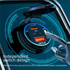 Close-up of an independent switch design multi-port PD/QC car charger adapter with a digital display and power indicators.