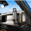 A close-up view of a Ford Bronco A-Pillar handle cup holder with an integrated LED light.