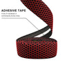 Red breathable silica gel handlebar tape rolled up, showing its texture and adhesive side.