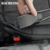 A hand is shown operating a universal car steering wheel and seatbelt anti-theft lock mechanism on a vehicle interior.