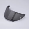 A black anti-fog visor designed for motorcycle helmets, shown from a slight angle.