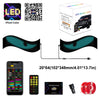 A set of LED matrix panels, a QR code, and a smartphone displaying an application interface.