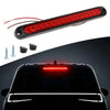 An LED light bar is shown connected by wires, and a similar light is mounted on the front of a black truck.