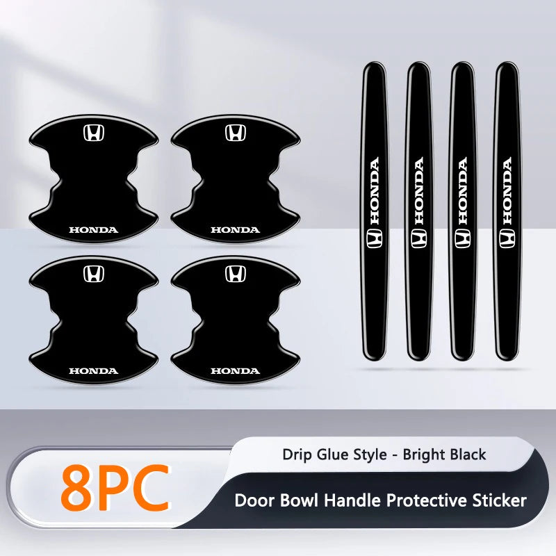 Eight protective stickers for door bowl handles in bright black drip glue style