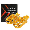 A package containing heavy-duty aluminum foot pegs for motorcycles.