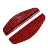 A pair of red rhinestone car rain shield visors for a rearview mirror.