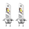 A pair of silver H1 H7 LED headlight bulbs with Canbus technology and yellow light sources.