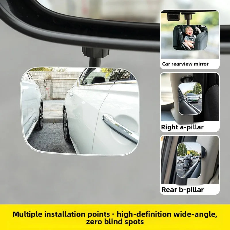 A set of multiple installation points for a high-definition wide-angle car rearview mirror and blind spot assistance system.