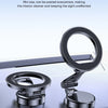 A close-up of a foldable magnetic car mount with a circular lens, demonstrating its ability to fold in one second without blo