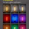 Grille montrant diverses couleurs lumineuses : transparent, blanc chaud, rouge, bleu, violet, jaune, vert et rose.