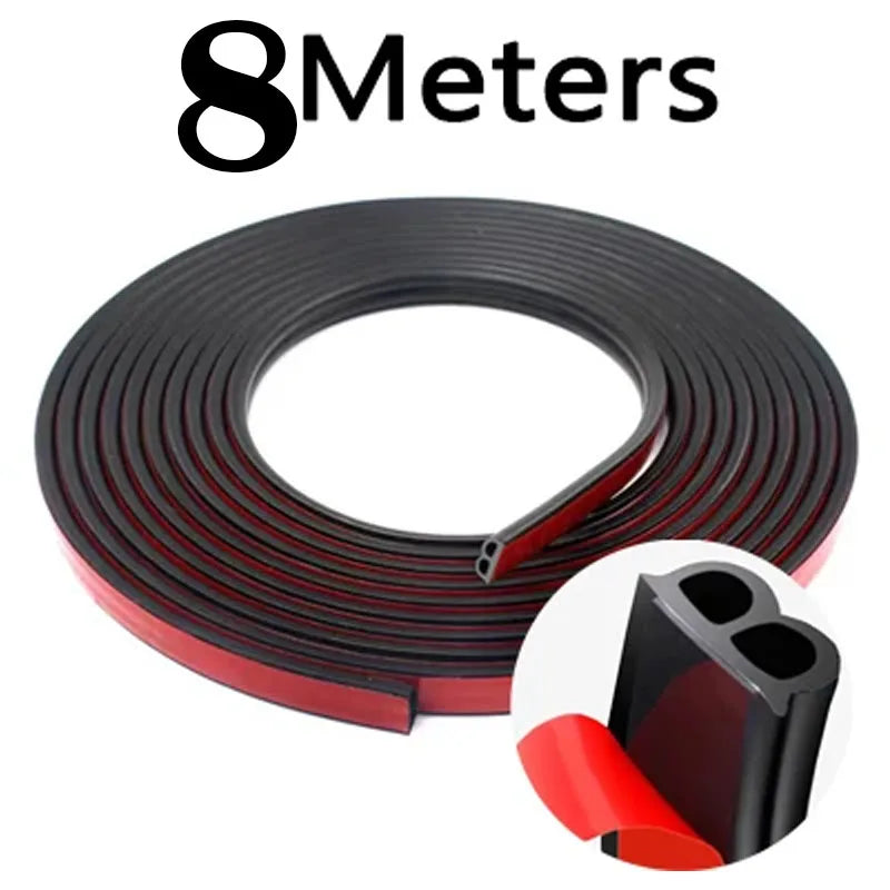 Roll of 8 meters heavy duty car door weather stripping seal in black and red.