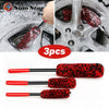 Three red wool cleaning brushes for auto and motorcycle detailing