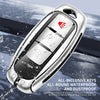 Silver key cover with a red logo and multiple keys shown under waterproof and dustproof conditions