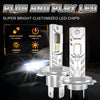 A set of plug and play LED chips for car headlights, showing the individual components and installation context.