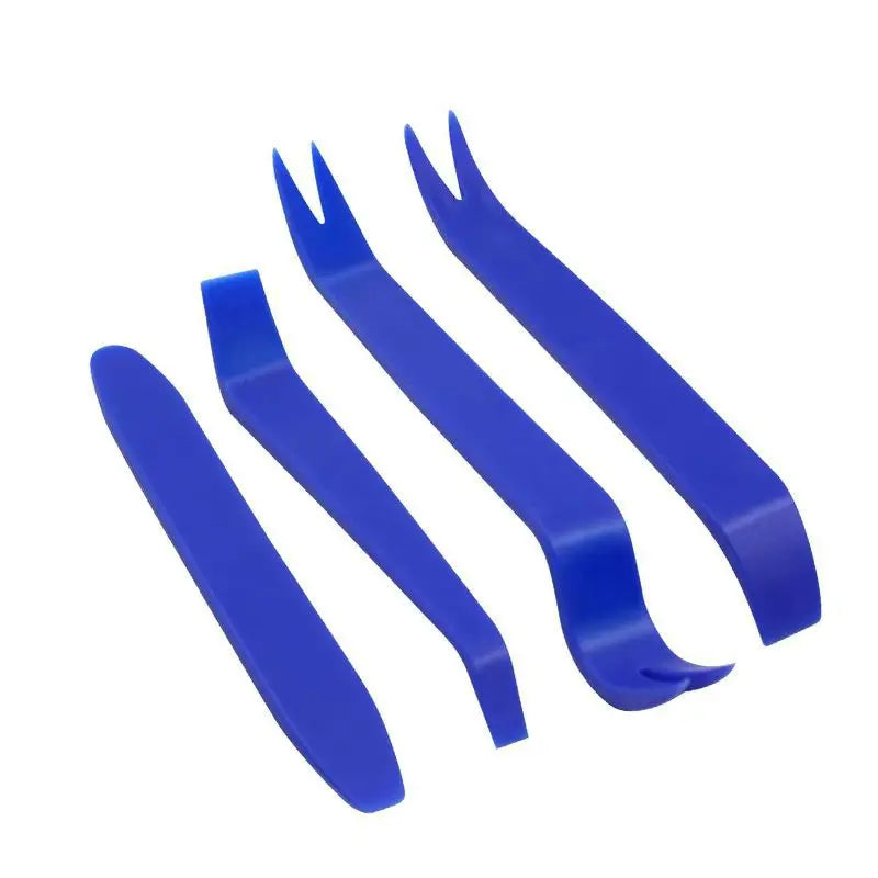 A set of blue plastic tools designed for car trim removal.
