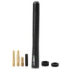 A black cylindrical carbon fiber radio antenna with a threaded base and a separate black cap.