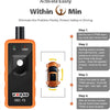 Outil de réinitialisation pour moniteur de pression des pneus TPMS orange et noir avec instructions pas à pas.