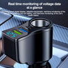 A black LED liquid level digital display device for real-time monitoring of voltage data in a car environment.