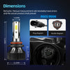 Diagrams and dimensions of a high-intensity LED car headlight bulb assembly, including plug and buckle diagrams.