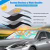 A set of layered black and silver insulation materials designed for a car windshield sunshade protection.