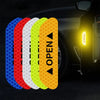 A pack of four reflective car door warning decals in various colors, including blue, red, white, and yellow.