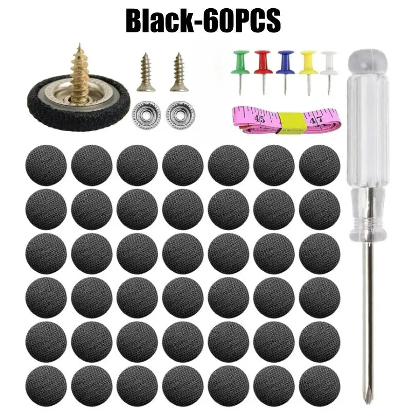 Black 60 pieces of car roof interior trim clip fasteners with screw caps