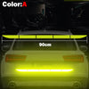 A yellow car with a bright yellow light bar installed on the rear, showing a 90cm measurement.
