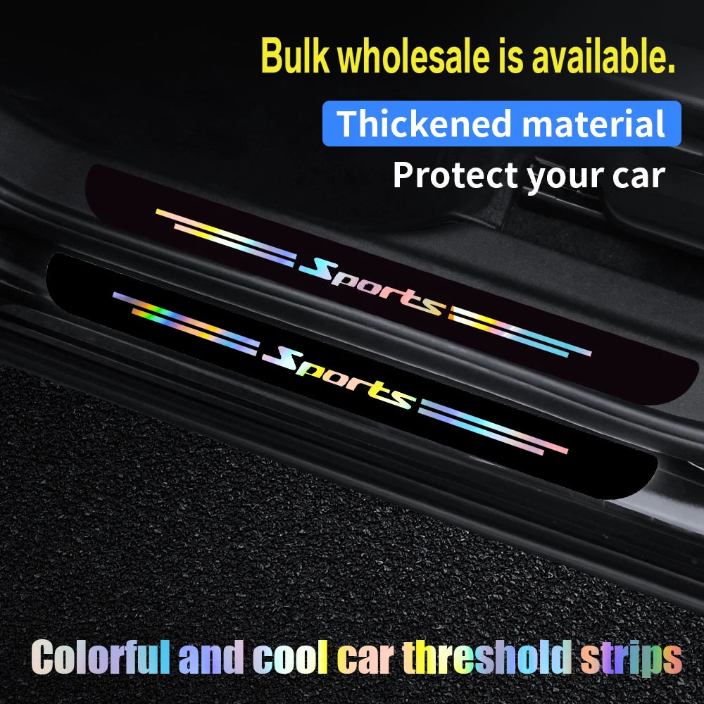 Colorful and cool car threshold strips protecting a car door with thickened material.