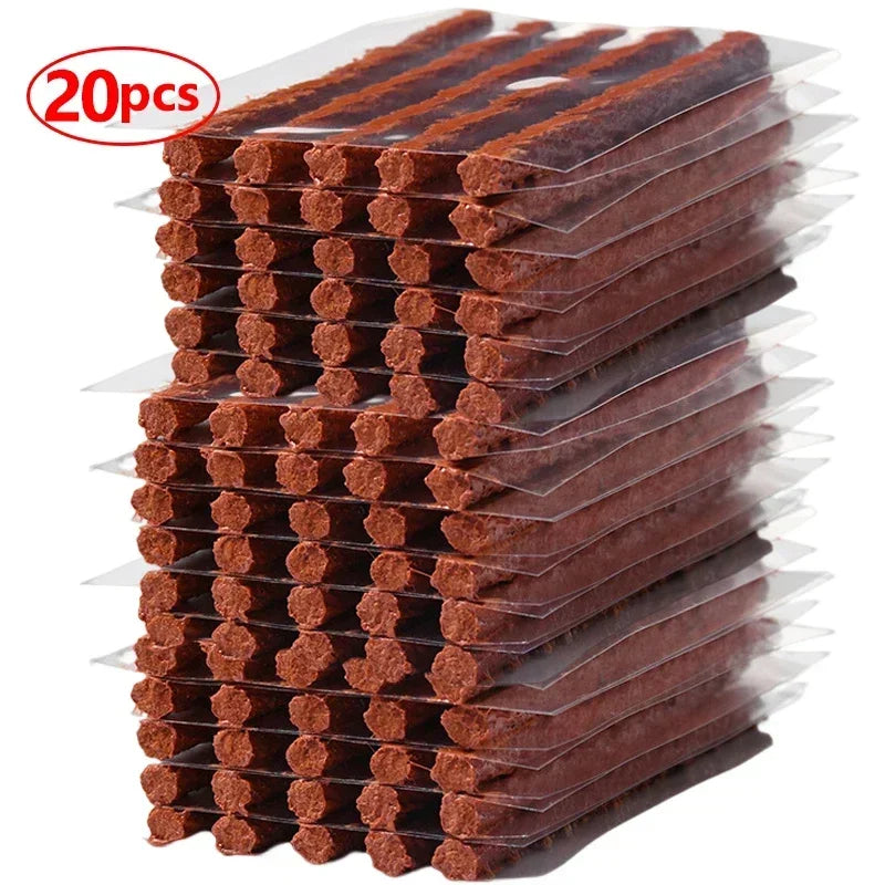 A stack of 20 rubber tire repair strips in brown packaging.