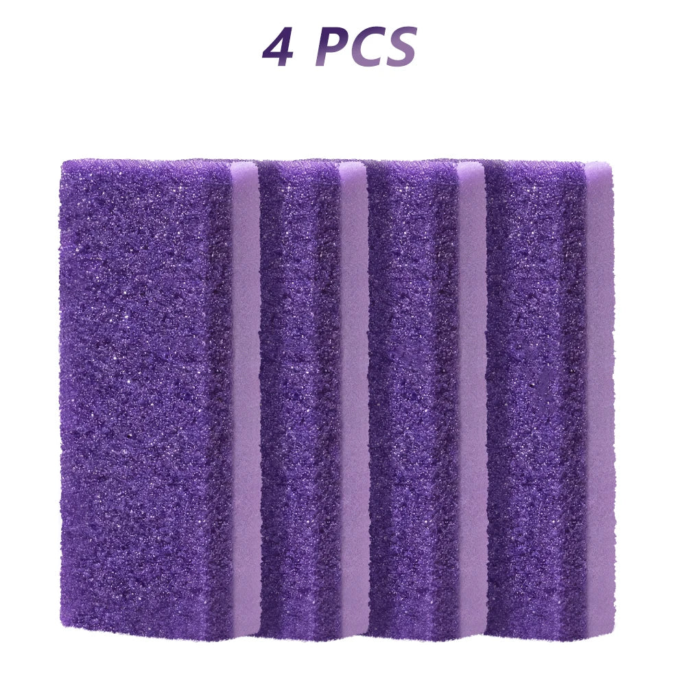 Quatre pierres à pieds en verre naturel violets pour l'exfoliation de la peau morte