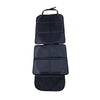 Black car seat protector pad with straps, designed to protect the seat.