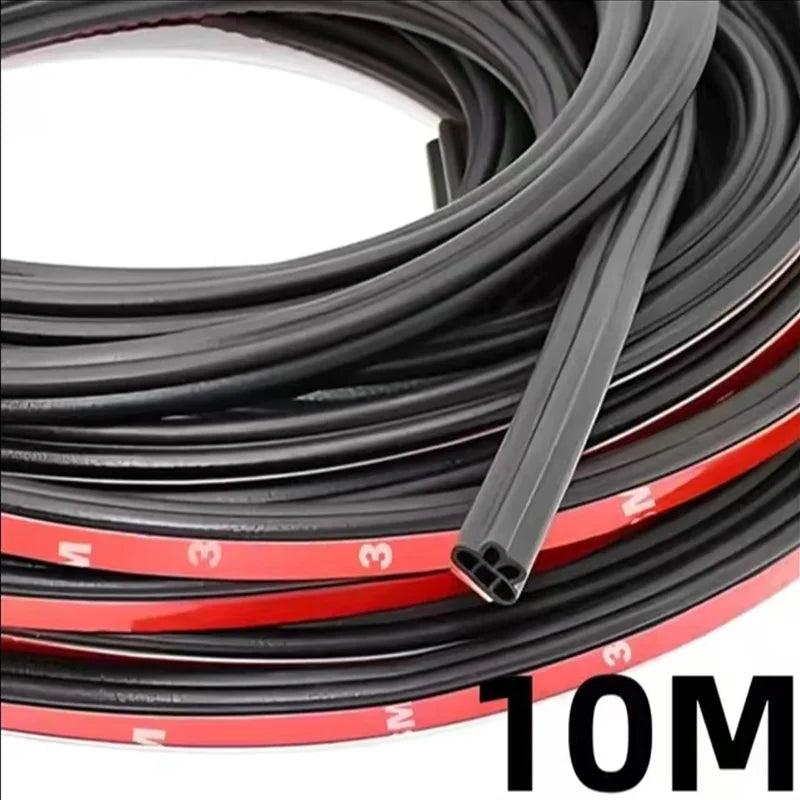 Roll of black car door soundproofing seals with red outer rings