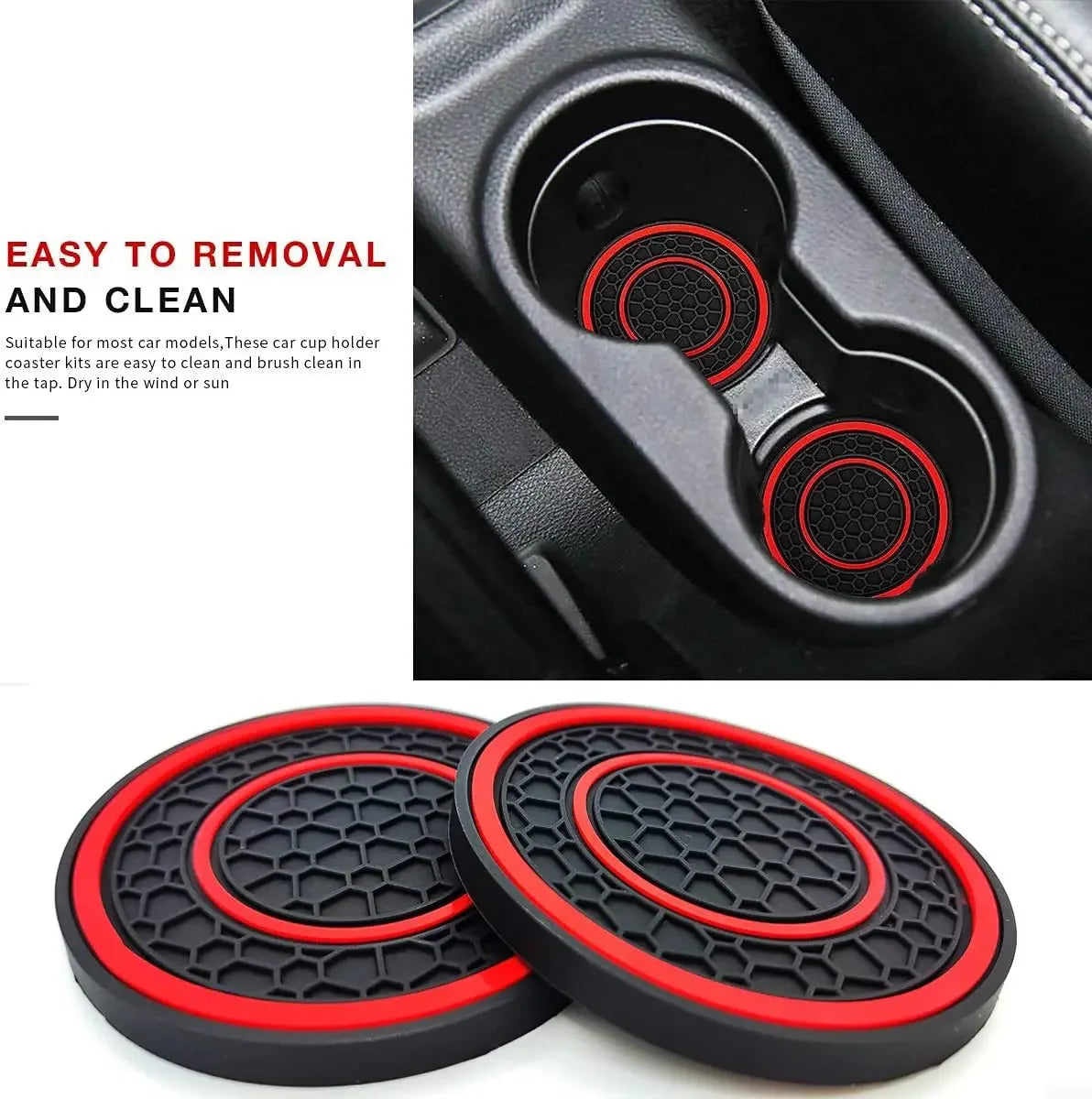 Dual Anti-Slip Car Coasters for Cup Holders