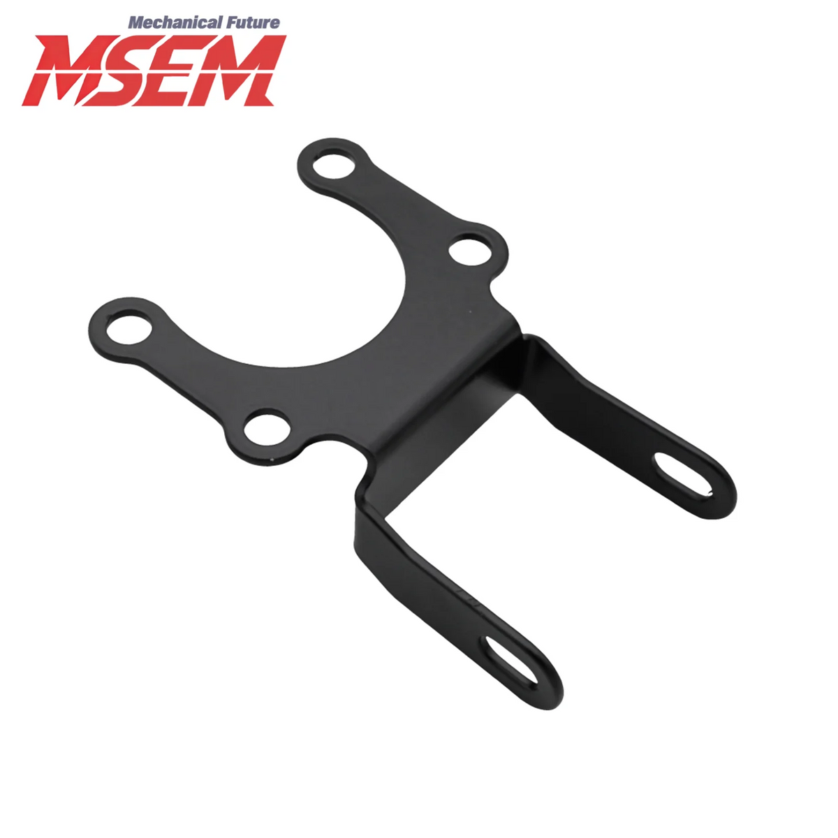 Black motorcycle ebike headlight mounting bracket with curved arms