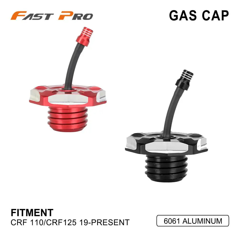 Aluminum fuel tank cap cover for Honda CRF 110/125 with a black fitting.