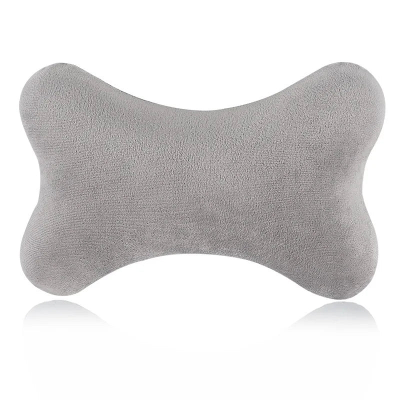 A gray memory foam car neck pillow designed for enhanced driving comfort.
