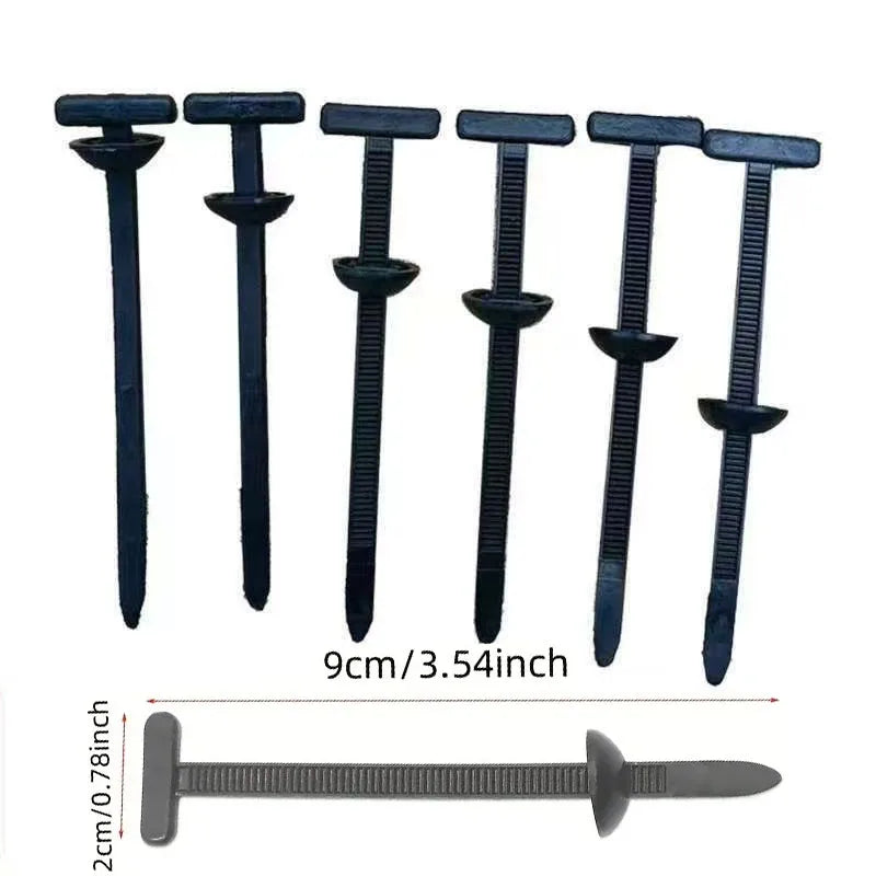 A set of black nylon cable ties with a 9cm length and a 2cm thickness.