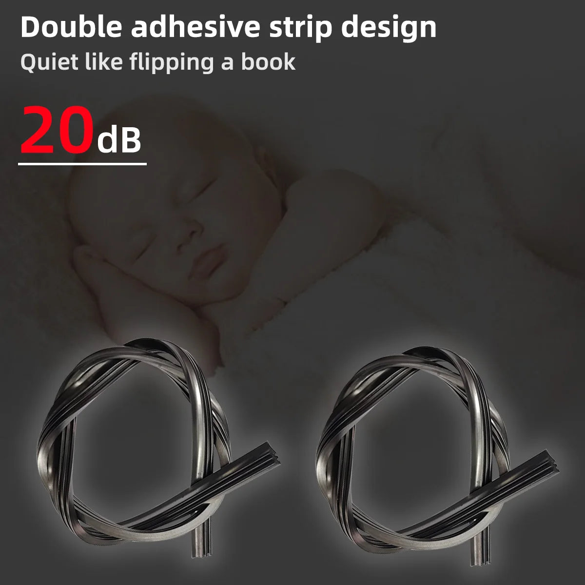 A pair of double adhesive strip wiper blades shown against a dark background.