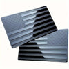 Matte black 3D American flag decals featuring stars and stripes on a rectangular surface.